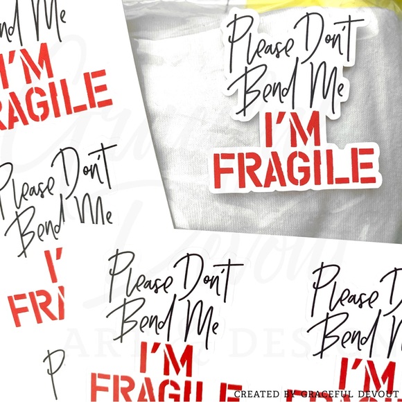 Please Don’t Bend Me I’m FRAGILE - 2" (inches) Sticker(96ct.)  [GD61-96] - Picture 2 of 5